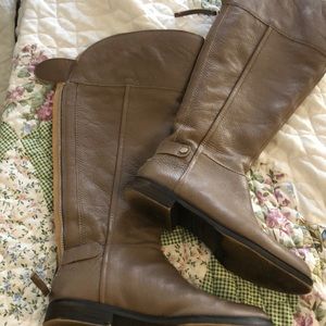 Franco sarto leather taupe/grey boots widecalf